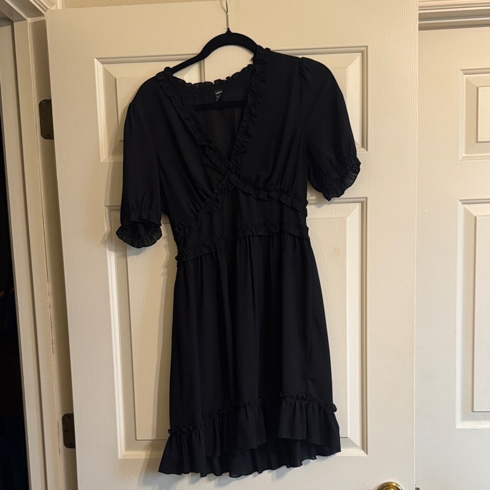 SOLD - SHEIN Black Ruffle Mini Dress
